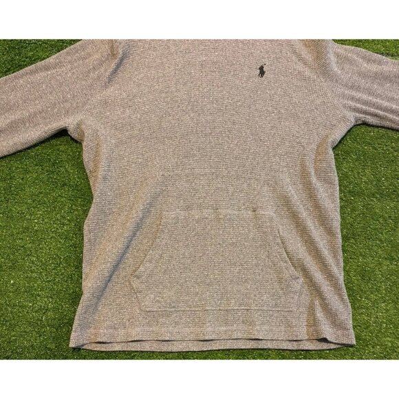 Ralph Lauren Polo hoodie mens large gray waffle knit pockets pullover casual 45 - Picture 6 of 13
